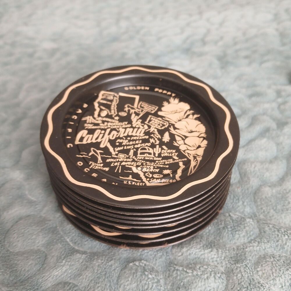 MCM Metal California Coasters Set of 8